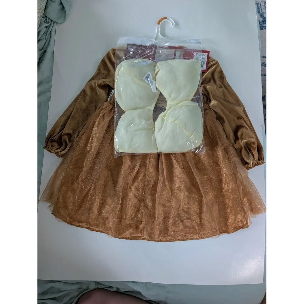 Pokemon Eevee Costume Dress Disguise Kids Small 4-6x Brown Tulle Hooded Ears NWT